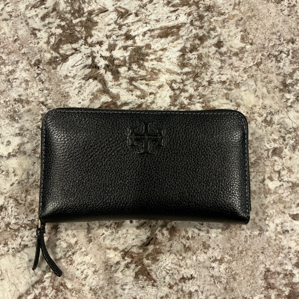 Tory Burch Black Pebbled Leather Clutch